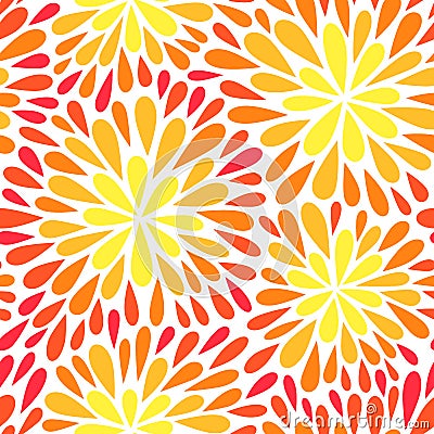 Seamless vector pattern with flowers. Vector illustration with fireworks. Vector Illustration